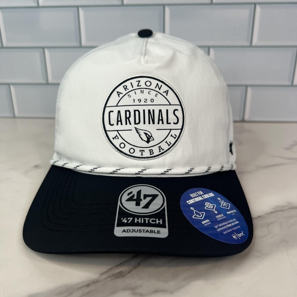 Arizona Cardinals Hat Cap Snap Back White Black NFL‎ Football One Size '47 Hitch